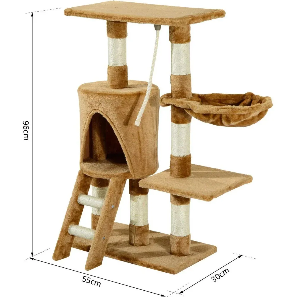 Scratching post, cat tree, climbing tree, cat bed, play tree, brown