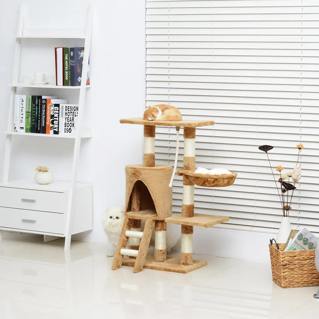 Scratching post, cat tree, climbing tree, cat bed, play tree, brown