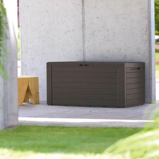 Brown garden box with a wood look | 120 x 46 x 57 cm