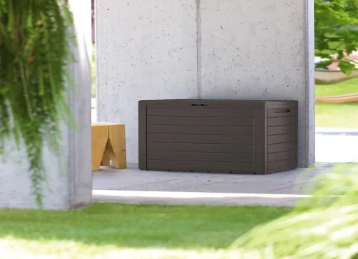 Brown garden box with a wood look | 120 x 46 x 57 cm