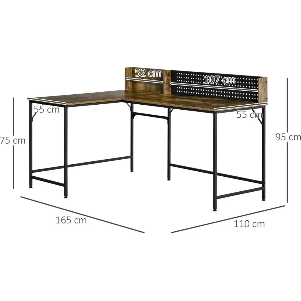 Computer desk corner desk L-shape work table space-saving gaming PC workstation for home office industrial design M