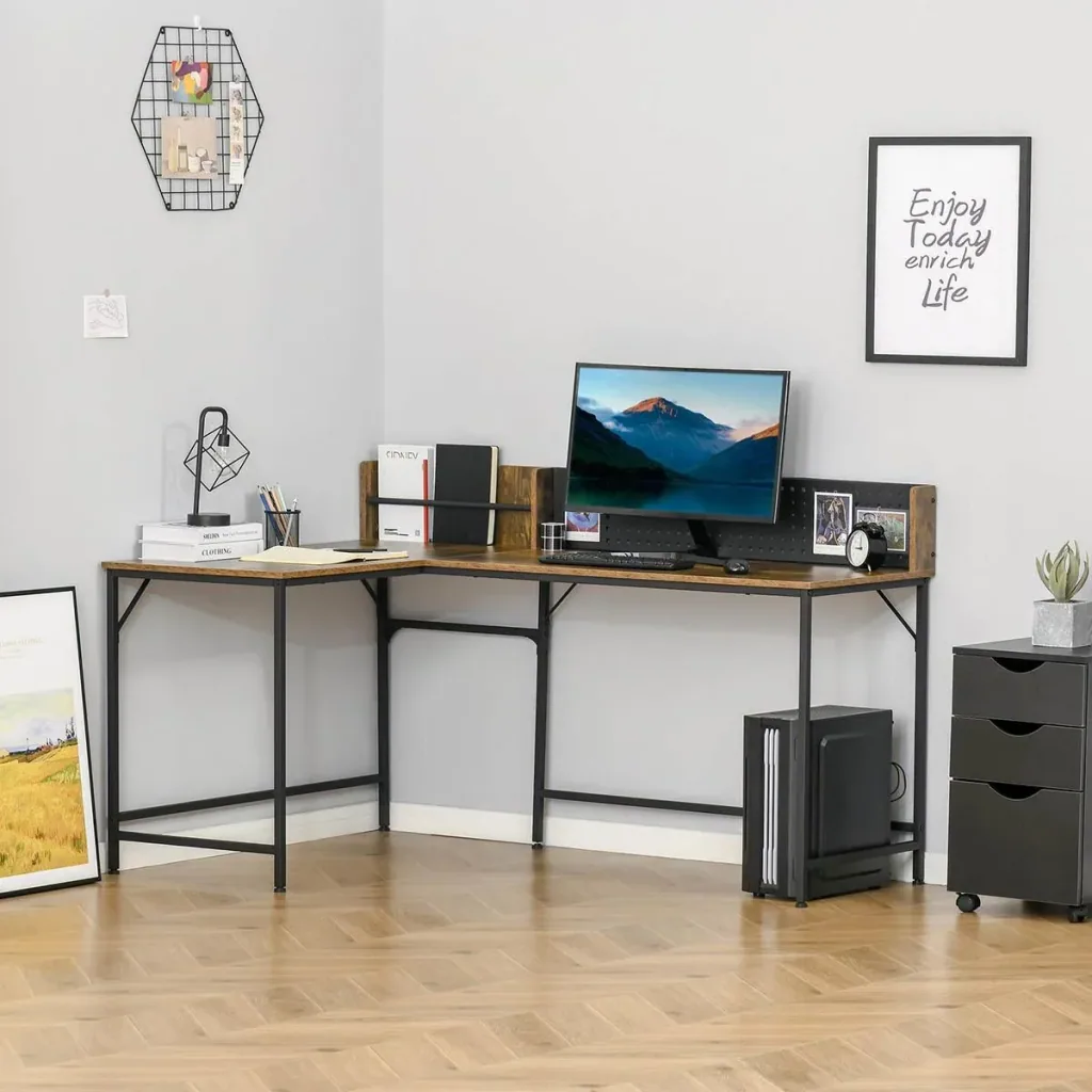 Computer desk corner desk L-shape work table space-saving gaming PC workstation for home office industrial design M
