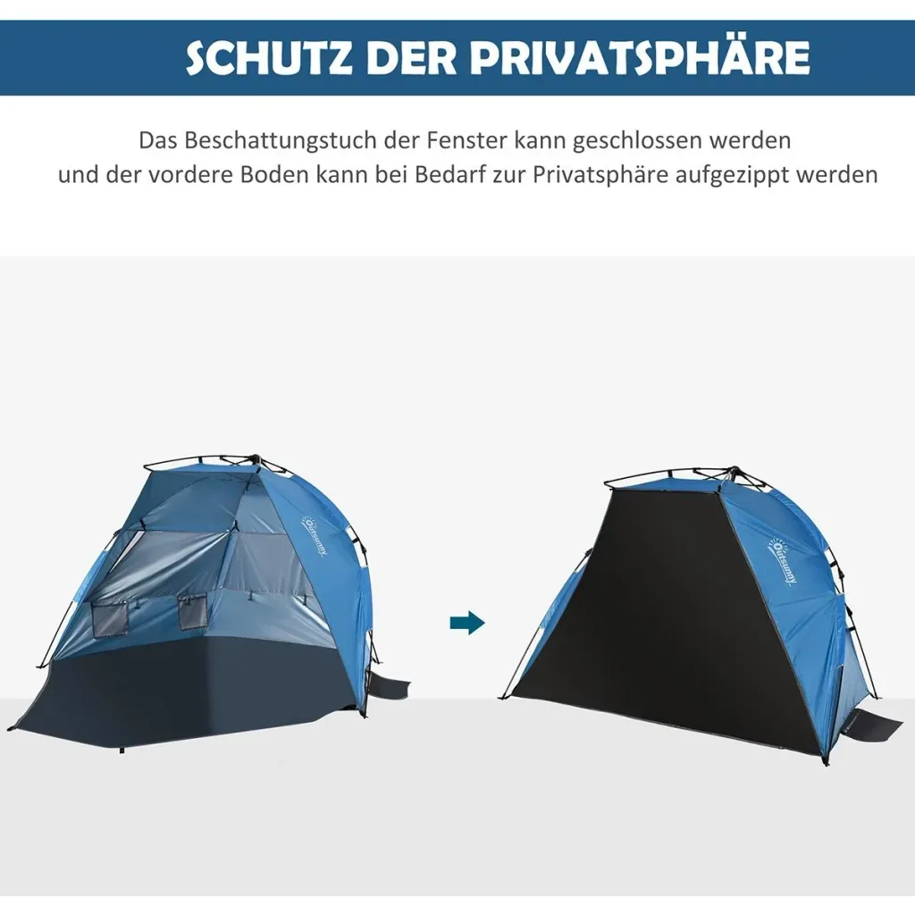 Beach tent for 2 people blue