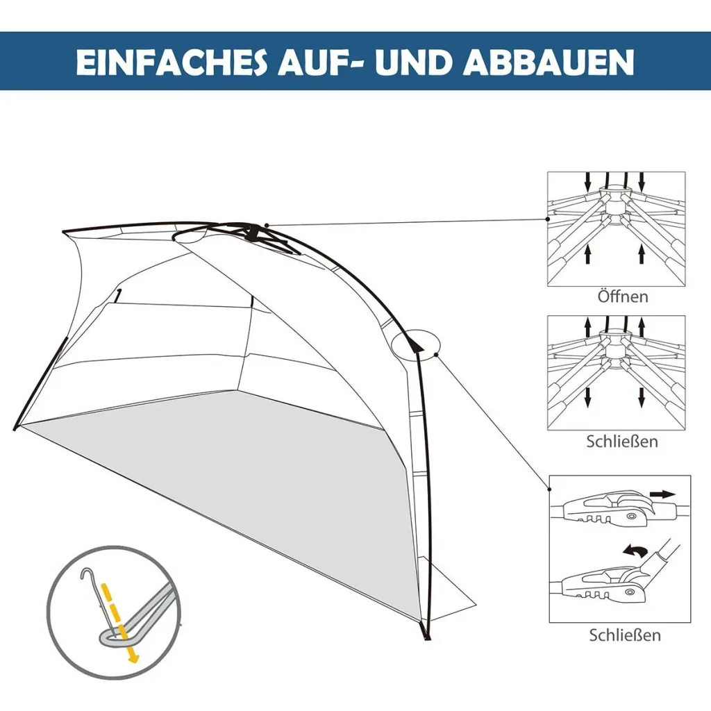 Beach tent for 2 people blue