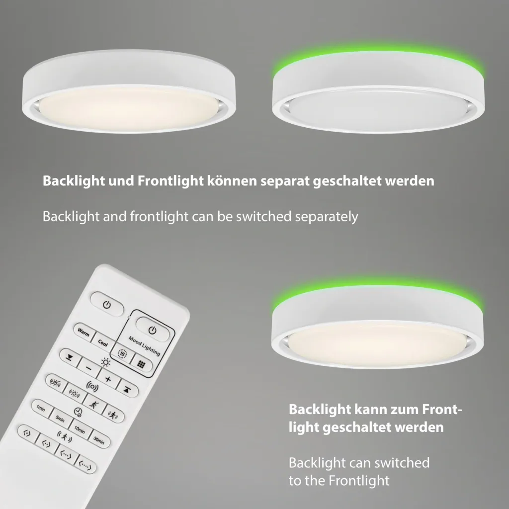 LED ceiling light, round, Ø 36 cm, CCT, motion sensor, 30 watts, white