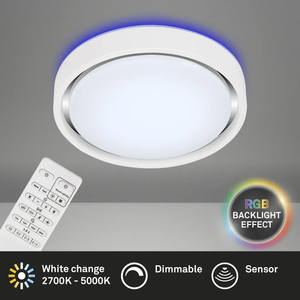 LED ceiling light, round, Ø 36 cm, CCT, motion sensor, 30 watts, white