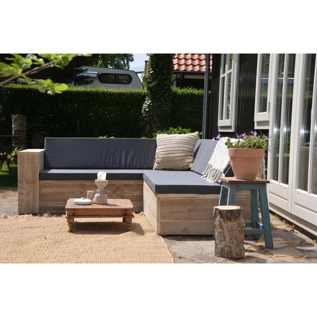 Lounge set robust scaffolding wood corner sofa 200/250 cm