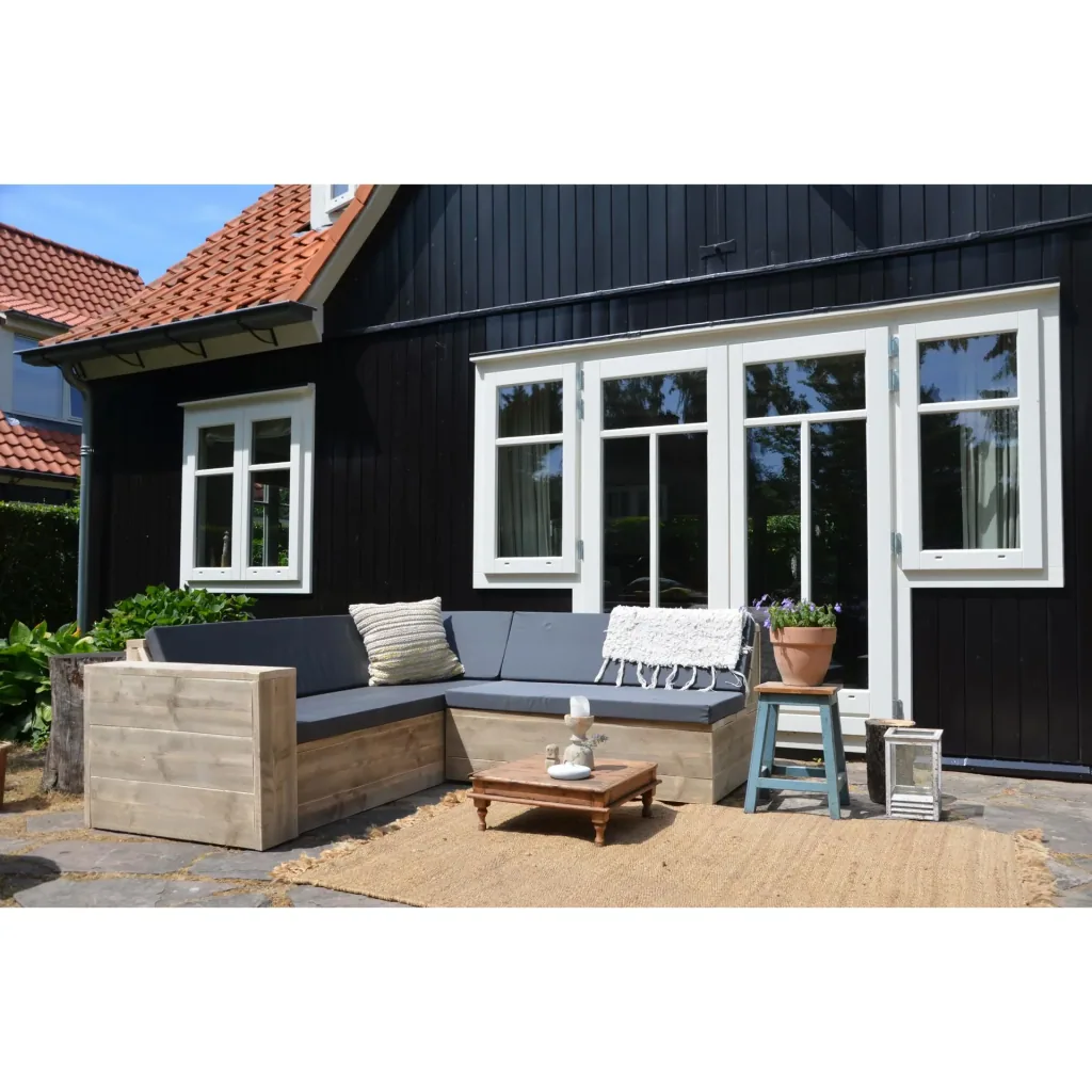 Lounge set robust scaffolding wood corner sofa 200/250 cm