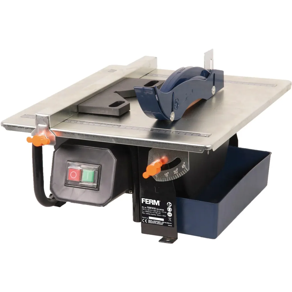 TCM1010 Tile cutter 600W - 2950 rpm - 180mm diamond blade - Water-cooled saw blade - 0-45 degrees adjustable