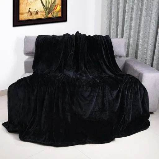 Microfiber blanket 240x220cm - black