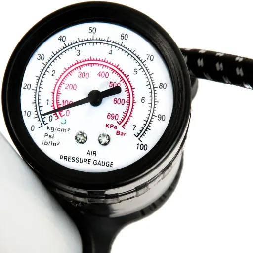 Aluminum floor/bicycle air pump with pressure gauge