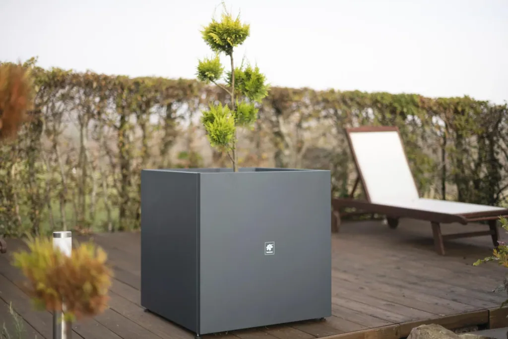Plantbak Cube 70×70×70 cm Antraciet – 343 L stalen verhoogde moestuinbak