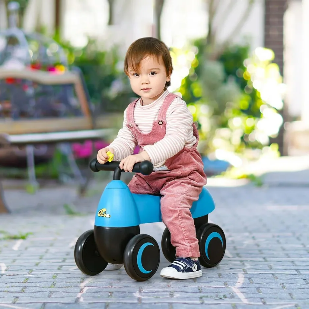 Balance bike from 1 year 4 wheels baby ride-on bike without pedals for children from 18 to 36 months boys girls blue 54