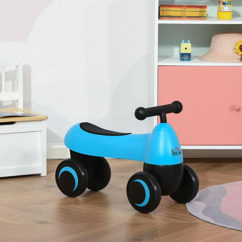 Balance bike from 1 year 4 wheels baby ride-on bike without pedals for children from 18 to 36 months boys girls blue 54