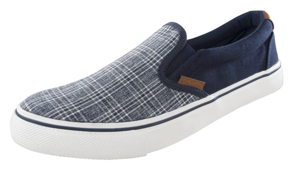 Canvas slippers, blue checked, size 46