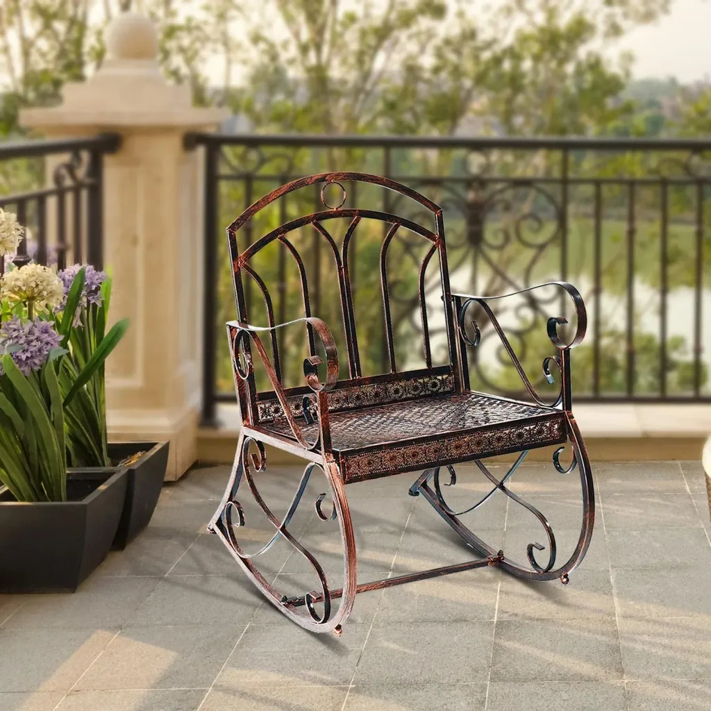 Rocking chair metal bronze-red