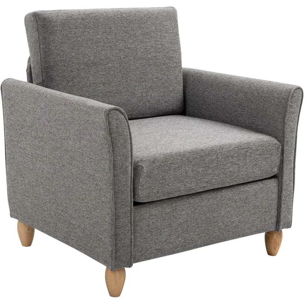 Upholstered armchair with armrests + cushion linen light grey 200 kg load capacity