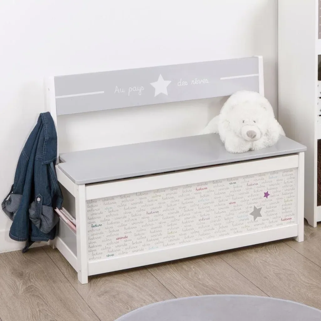 Children's bench with storage space - L78xH56cm - White