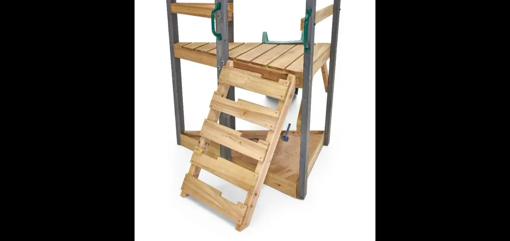 Barbary wooden play structure, outdoor climbing frame for children, double swing, slide, ladder, sandpit, anthracite