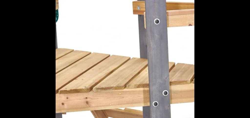 Barbary wooden play structure, outdoor climbing frame for children, double swing, slide, ladder, sandpit, anthracite