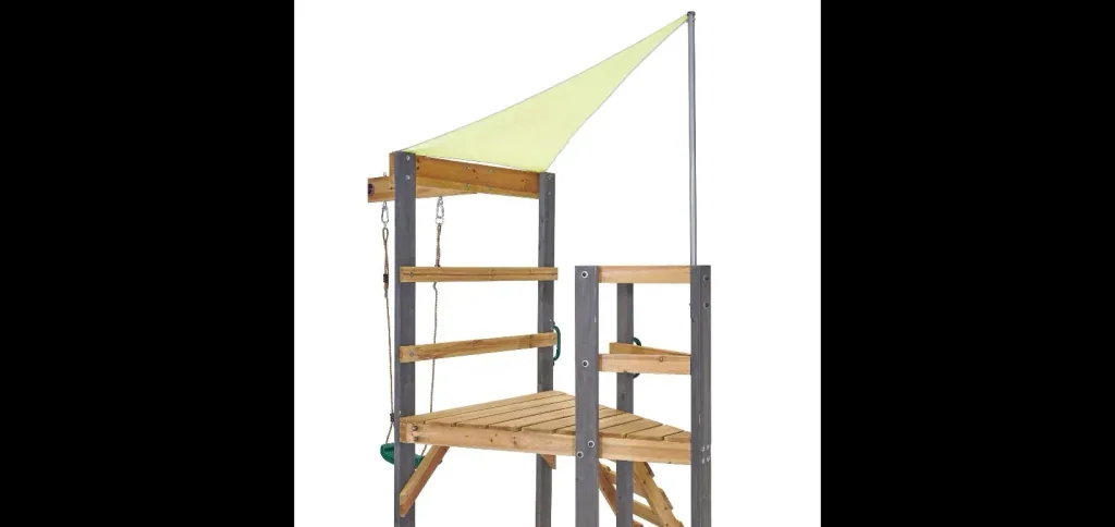 Barbary wooden play structure, outdoor climbing frame for children, double swing, slide, ladder, sandpit, anthracite
