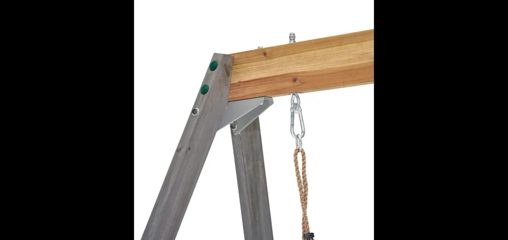 Barbary wooden play structure, outdoor climbing frame for children, double swing, slide, ladder, sandpit, anthracite