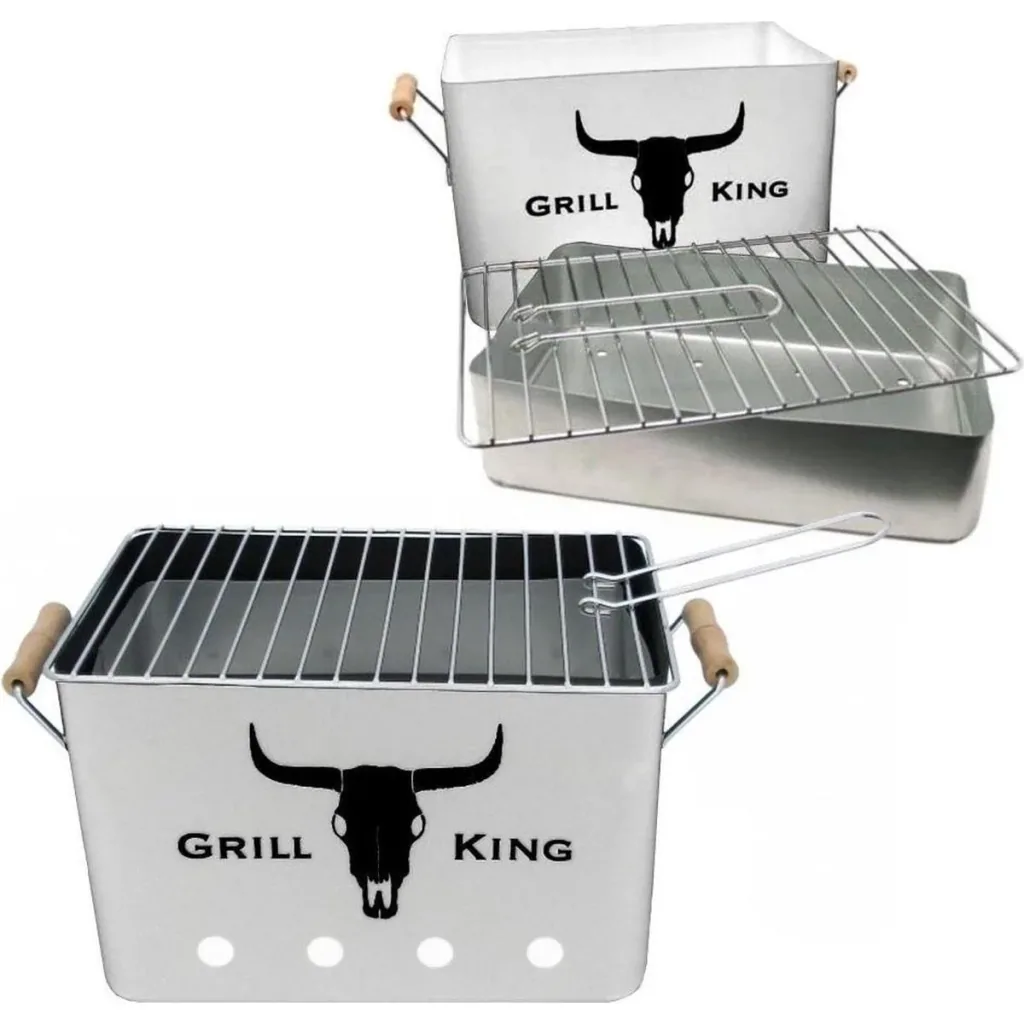 Grill King Charcoal Grill Rectangle - Silver - 32x20x20 cm