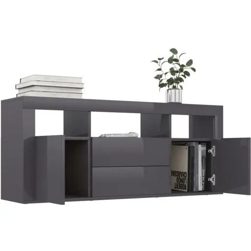 TV cabinet 120x30x50 cm chipboard high-gloss grey
