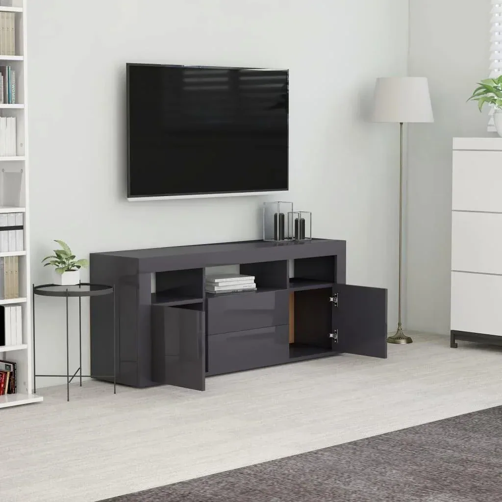 TV cabinet 120x30x50 cm chipboard high-gloss grey