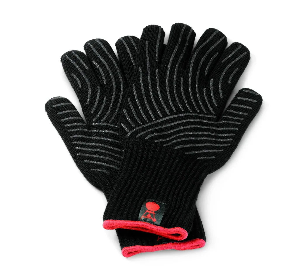 Grill glove set with silicone grips, black (S / M)