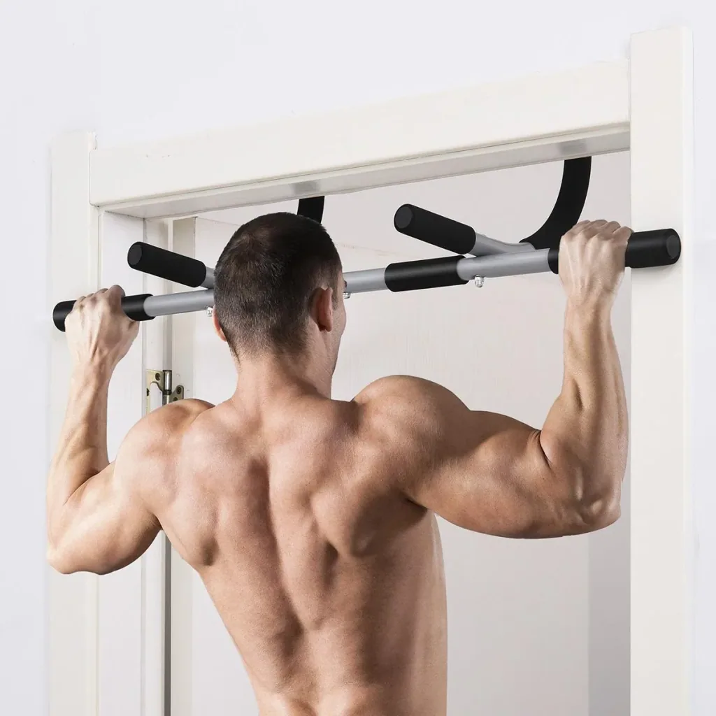 Pull-up bar, training bracket, multifunctional door bar, steel, foam, PE, black+grey, 92x40x17 cm
