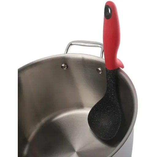 7-piece kitchen utensil set - red - serving spoon, spatula, spatula spoon, ladle, spatula, slotted spoon