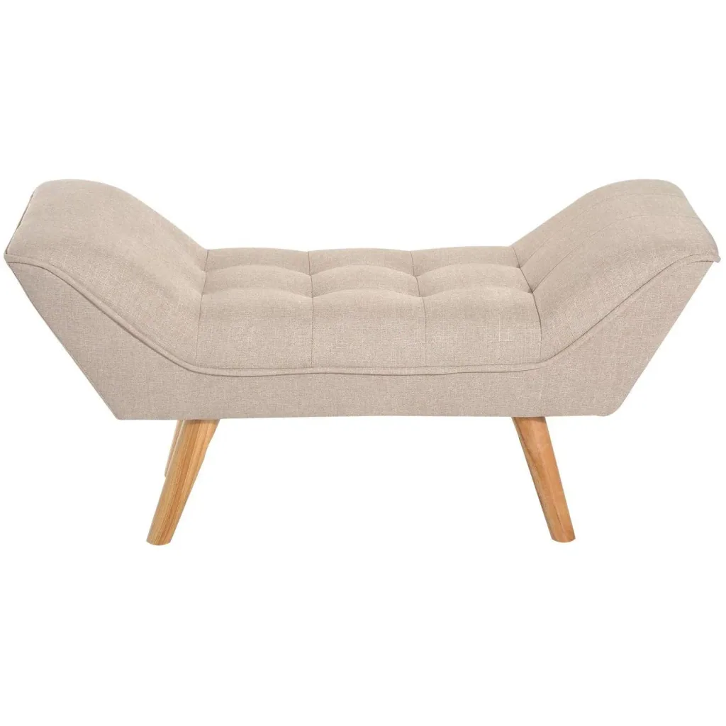 Upholstered bench retro bench linen wooden feet beige