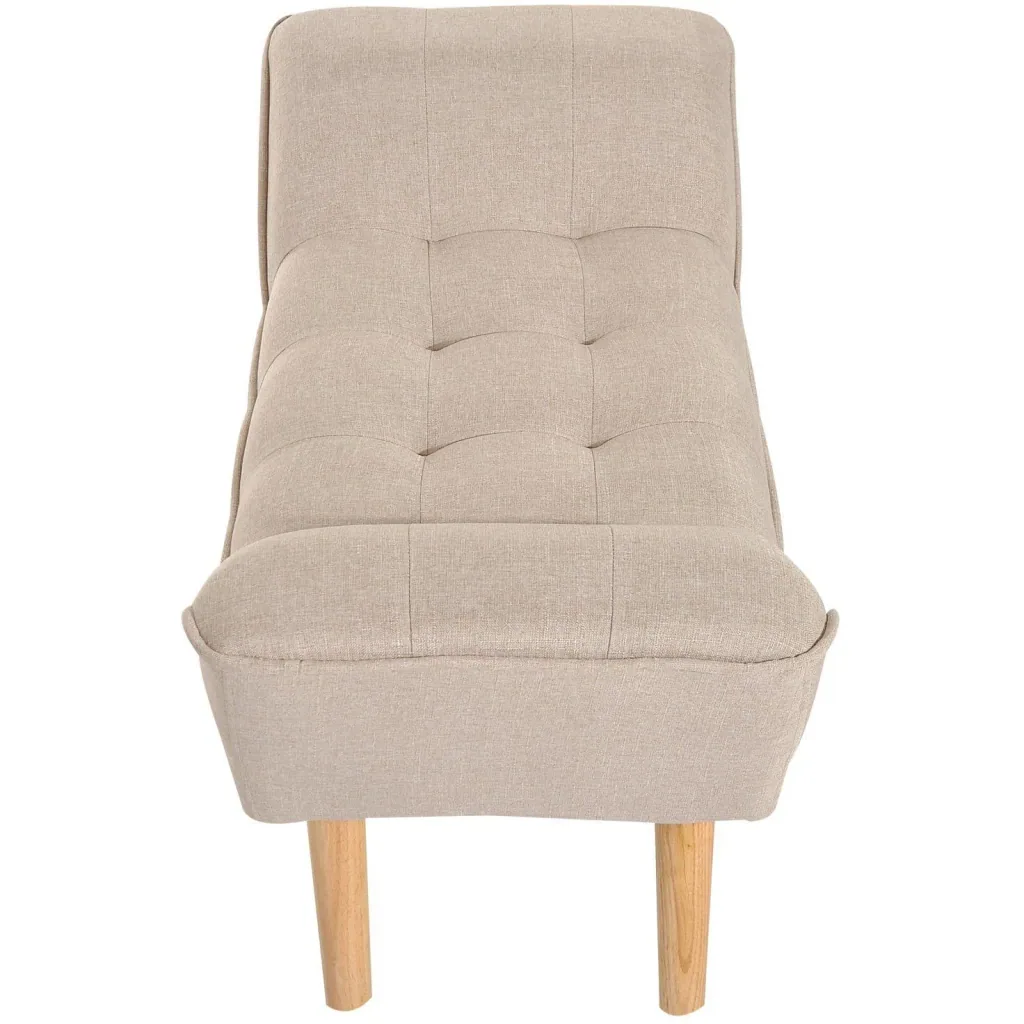 Upholstered bench retro bench linen wooden feet beige