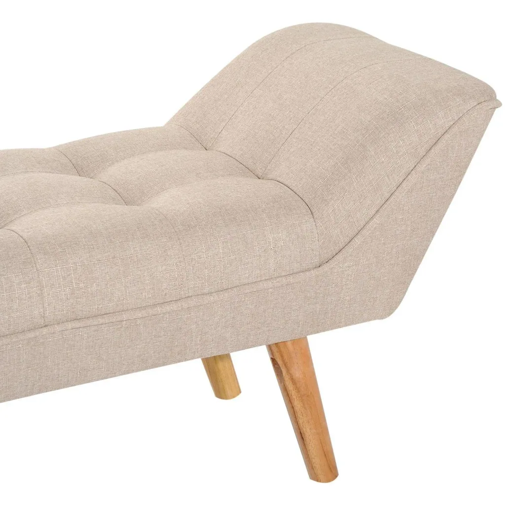 Upholstered bench retro bench linen wooden feet beige