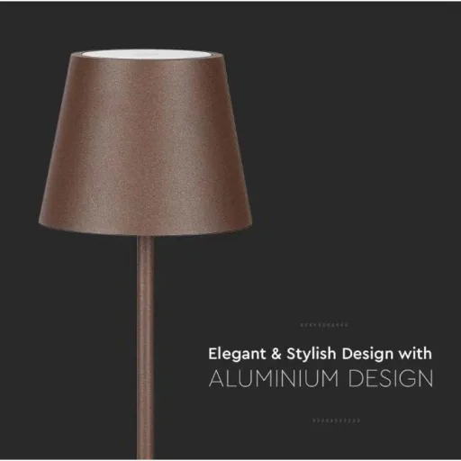 VT-7522 Table Lamp - 3000K - Dimmable via Touch - Rechargeable - Brown - IP54