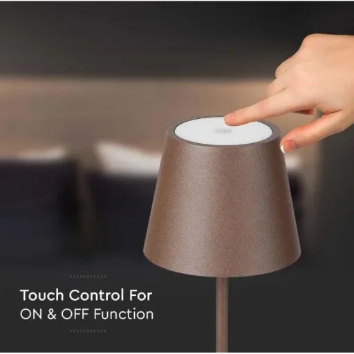 VT-7522 Table Lamp - 3000K - Dimmable via Touch - Rechargeable - Brown - IP54