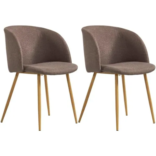 2-piece dining room chairs, brown fabric