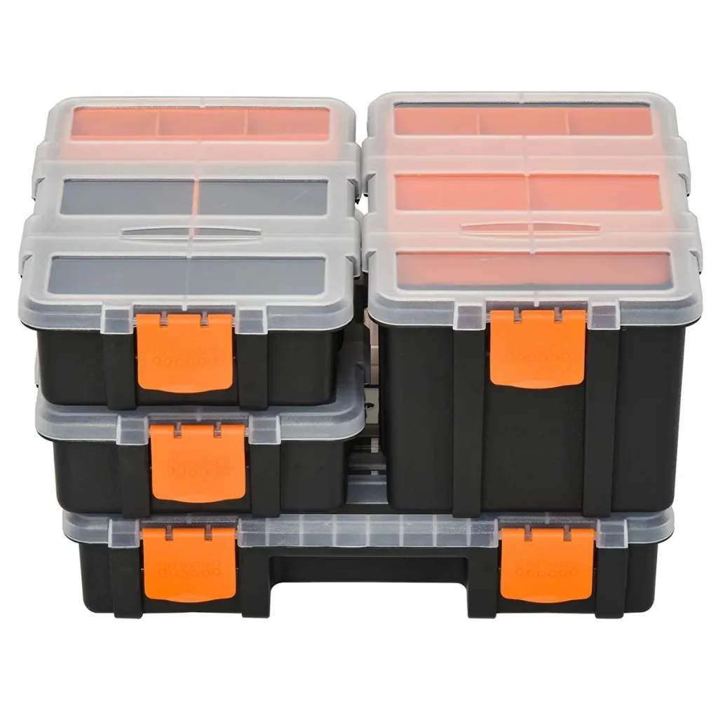 4PCS Tool Storage Box Multifunctional Tool Box Sorting Box Small Parts Magazine Parts Plastic Orange+Black