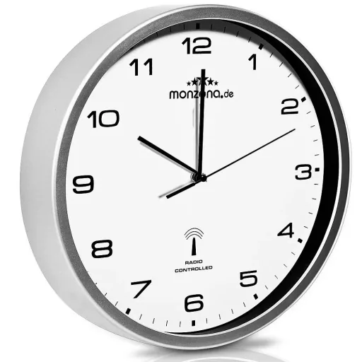 Wall clock radio Ø 31cm - white/silver