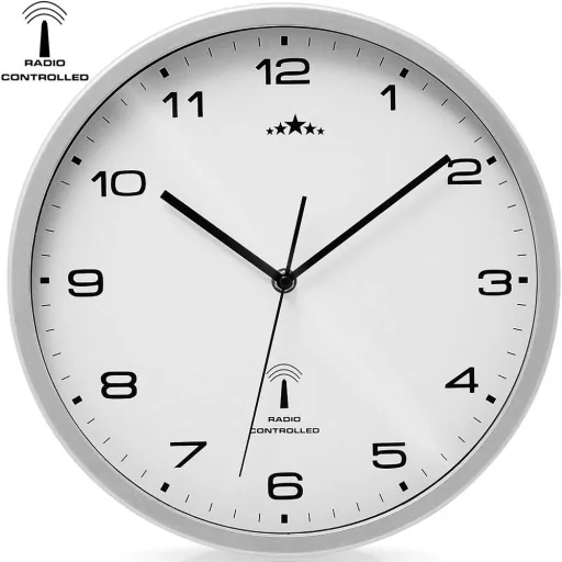 Wall clock radio Ø 31cm - white/silver