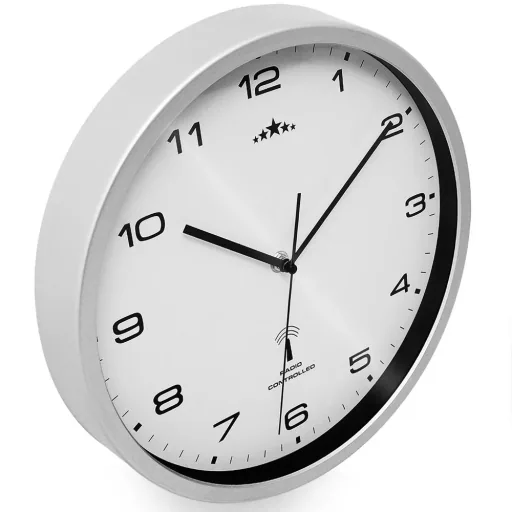 Wall clock radio Ø 31cm - white/silver