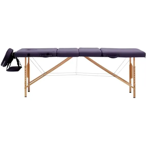 Foldable massage table with 4 zones, wine red wood