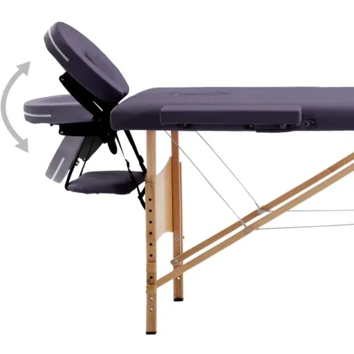 Foldable massage table with 4 zones, wine red wood