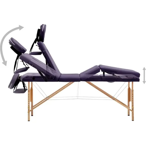 Foldable massage table with 4 zones, wine red wood