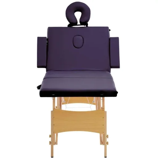 Foldable massage table with 4 zones, wine red wood