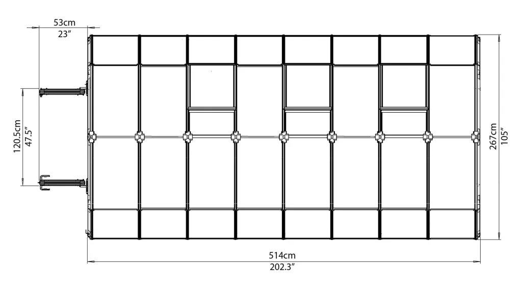 Plastic greenhouse Prestige 48, 267 x 514 x 238 cm