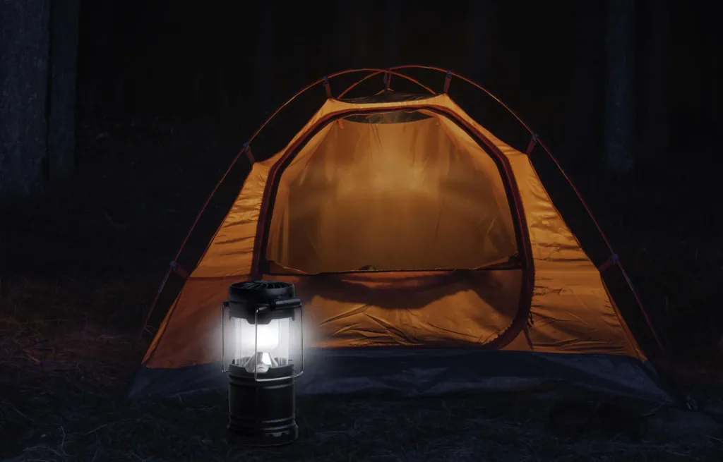 LED camping lantern with fan, collapsible