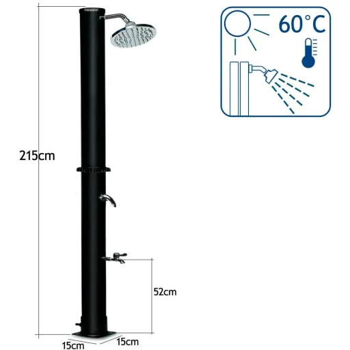 Outdoor shower / garden shower - solar hot water 215cm