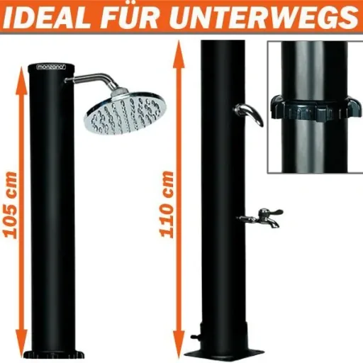 Outdoor shower / garden shower - solar hot water 215cm